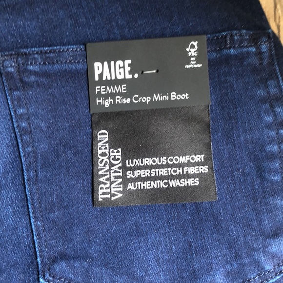 NWT Paige Femme High Rise Crop Mini Boot Jeans Size 28 Lumiere Color - Picture 9 of 9